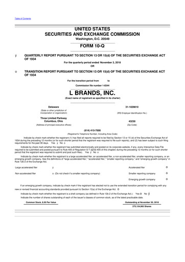 Thumbnail Bath & Body Works 10-Q Quarterly Report FY2018 