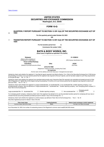 Thumbnail Bath & Body Works 10-Q Quarterly Report FY2023 