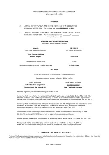 Thumbnail Norfolk Southern 10-K Annual Report 