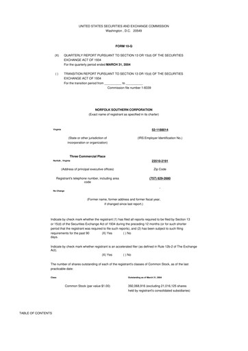 Thumbnail Norfolk Southern 10-Q Quarterly Report FY 