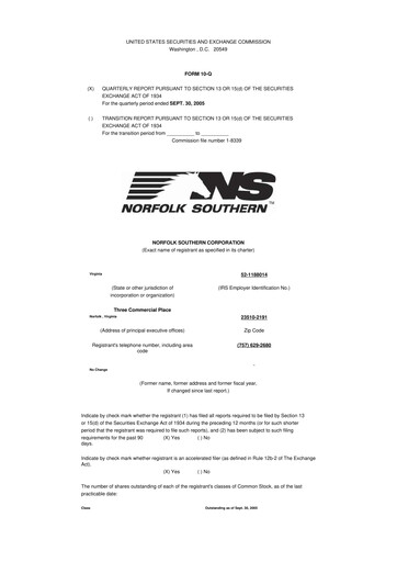 Thumbnail Norfolk Southern 10-Q Quarterly Report FY 