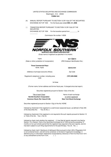 Thumbnail Norfolk Southern 10-K Annual Report 