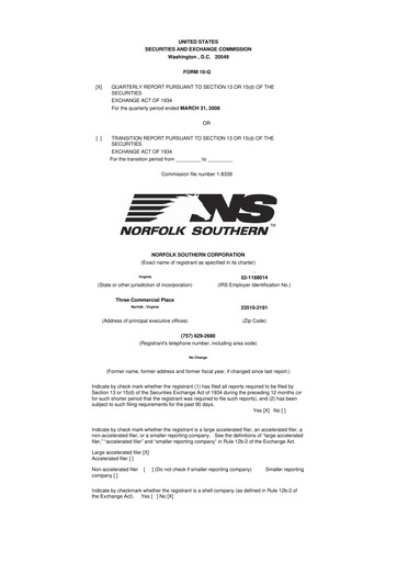Thumbnail Norfolk Southern 10-Q Quarterly Report FY 