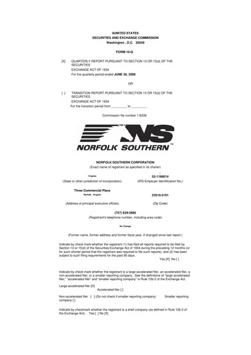 Thumbnail Norfolk Southern 10-Q Quarterly Report FY 