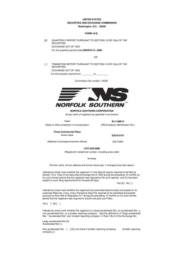Thumbnail Norfolk Southern 10-Q Quarterly Report FY 