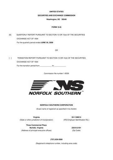 Thumbnail Norfolk Southern 10-Q Quarterly Report FY 