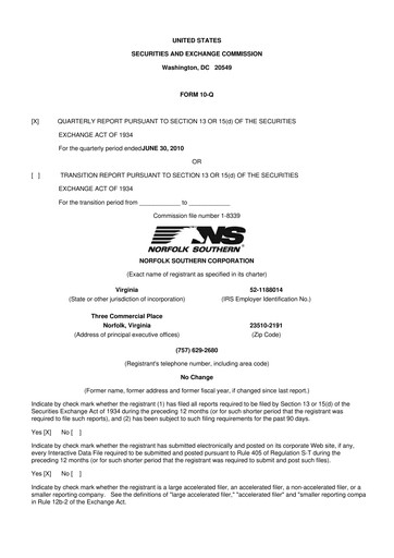 Thumbnail Norfolk Southern 10-Q Quarterly Report FY 
