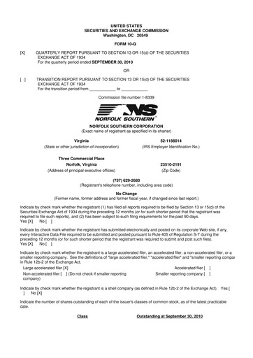 Thumbnail Norfolk Southern 10-Q Quarterly Report FY 