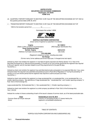 Vorschaubild Norfolk Southern 10-Q Quartalsbericht 2012 