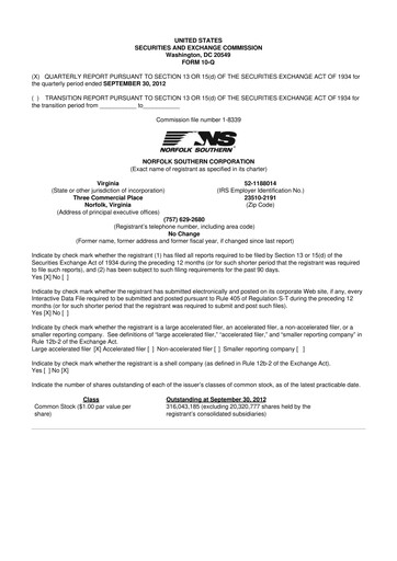 Vorschaubild Norfolk Southern 10-Q Quartalsbericht 2012 