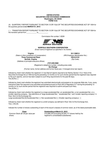 Vorschaubild Norfolk Southern 10-Q Quartalsbericht 2013 