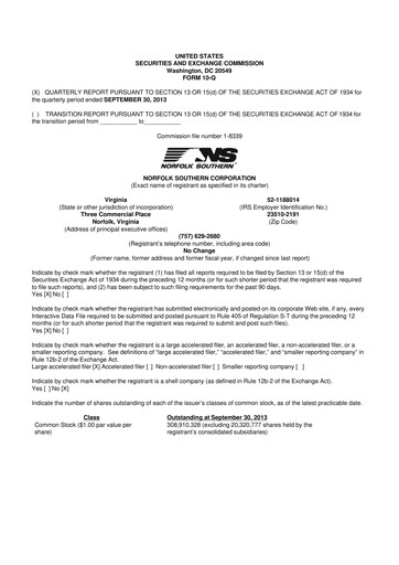 Vorschaubild Norfolk Southern 10-Q Quartalsbericht 2013 