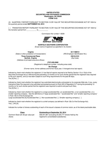 Vorschaubild Norfolk Southern 10-Q Quartalsbericht 2014 