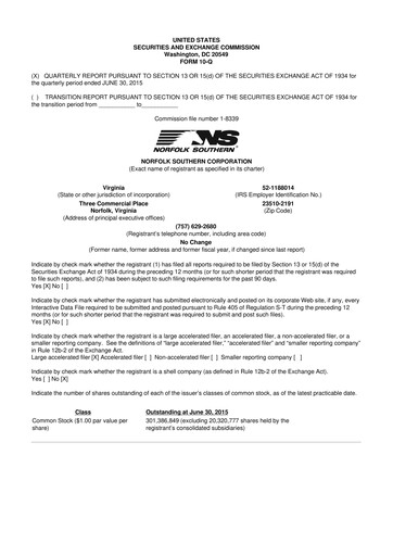 Vorschaubild Norfolk Southern 10-Q Quartalsbericht 2015 