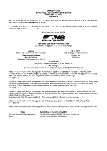 Vorschaubild Norfolk Southern 10-Q Quartalsbericht 2015 