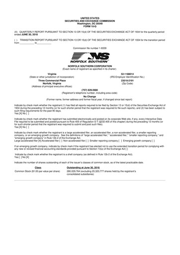 Vorschaubild Norfolk Southern 10-Q Quartalsbericht 2018 