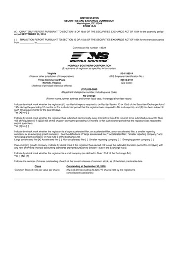 Vorschaubild Norfolk Southern 10-Q Quartalsbericht 2018 