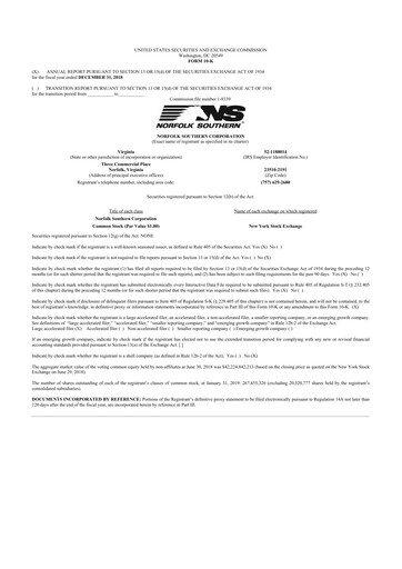 Thumbnail Norfolk Southern 10-K Annual Report 2018