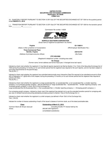 Vorschaubild Norfolk Southern 10-Q Quartalsbericht 2019 