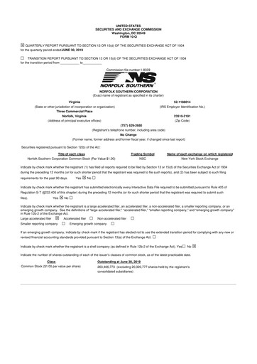 Vorschaubild Norfolk Southern 10-Q Quartalsbericht 2019 