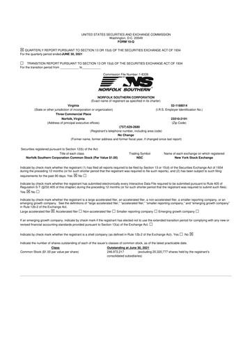 Vorschaubild Norfolk Southern 10-Q Quartalsbericht 2021 