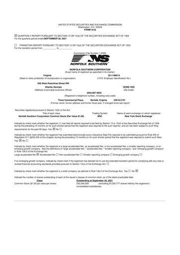 Vorschaubild Norfolk Southern 10-Q Quartalsbericht 2021 