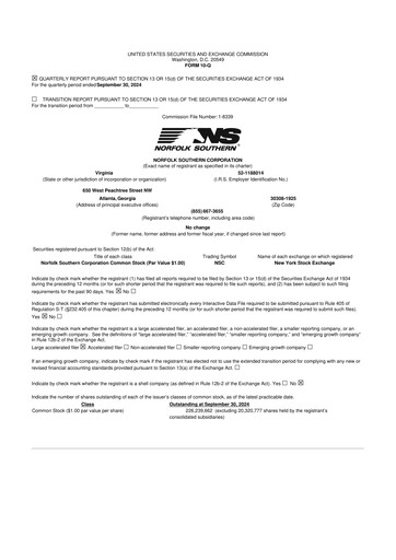 Vorschaubild Norfolk Southern 10-Q Quartalsbericht 2024 