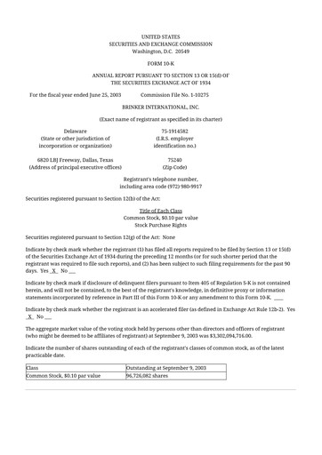 Thumbnail Brinker International
 10-K Annual Report 