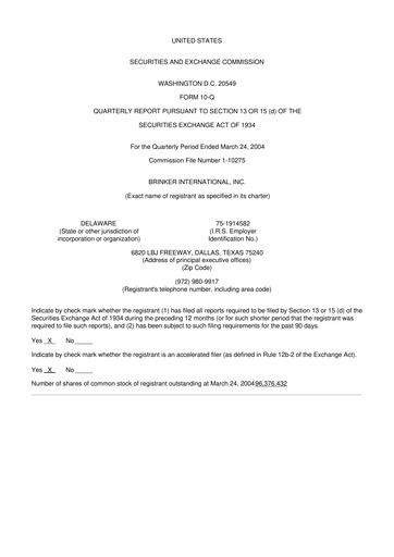 Thumbnail Brinker International
 10-Q Quarterly Report FY 