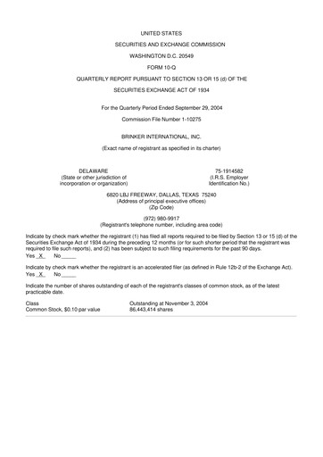 Thumbnail Brinker International
 10-Q Quarterly Report FY 