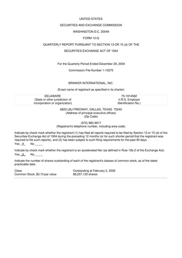 Thumbnail Brinker International
 10-Q Quarterly Report FY 