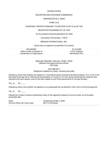 Thumbnail Brinker International
 10-Q Quarterly Report FY 