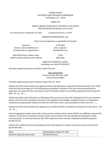 Thumbnail Brinker International
 10-K Annual Report 