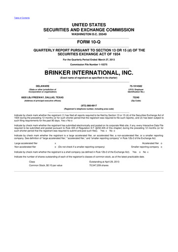 Thumbnail Brinker International
 10-Q Quarterly Report FY2013 