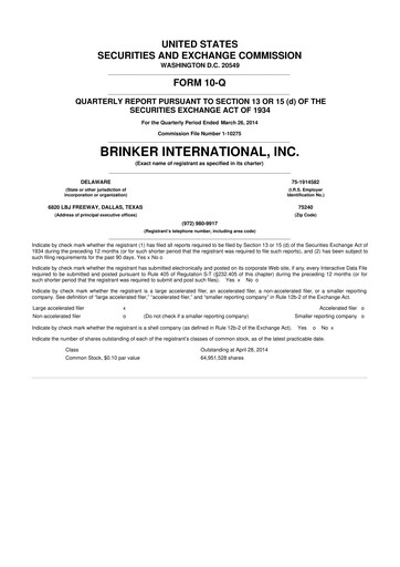 Thumbnail Brinker International
 10-Q Quarterly Report FY2014 