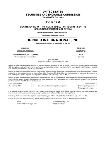 Thumbnail Brinker International
 10-Q Quarterly Report FY2017 