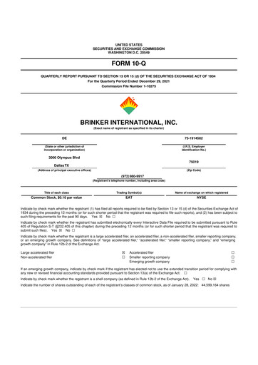 Thumbnail Brinker International
 10-Q Quarterly Report FY2022 