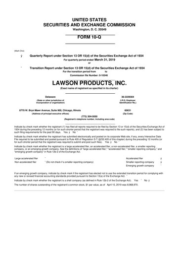 Thumbnail Distribution Solutions Group 10-Q Quarterly Report FY2019 