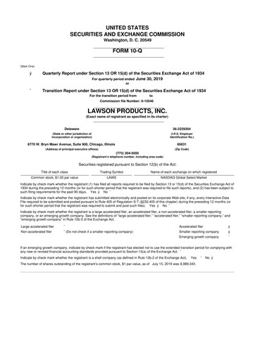 Thumbnail Distribution Solutions Group 10-Q Quarterly Report FY2019 