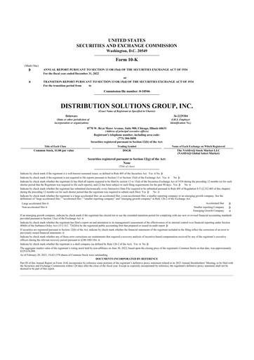 Thumbnail Distribution Solutions Group 10-K Annual Report 2022