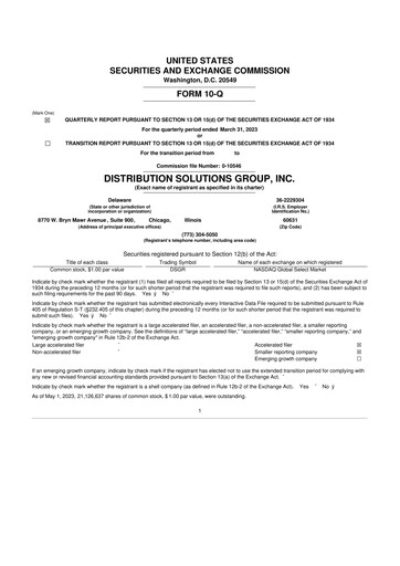 Thumbnail Distribution Solutions Group 10-Q Quarterly Report FY2023 