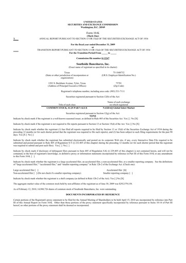Thumbnail Southside Bancshares 10-K Annual Report 