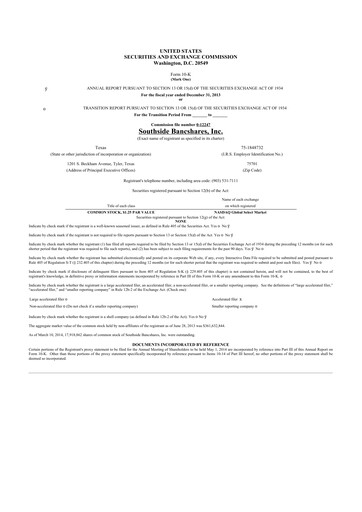 Thumbnail Southside Bancshares 10-K Annual Report 2013