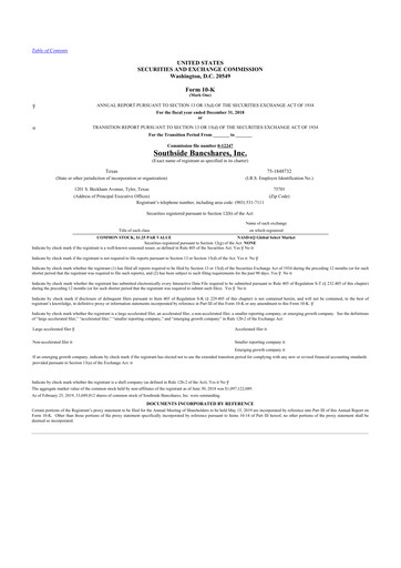 Thumbnail Southside Bancshares 10-K Annual Report 2018