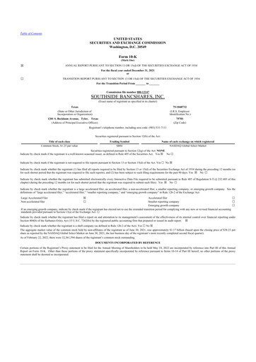 Thumbnail Southside Bancshares 10-K Annual Report 2021