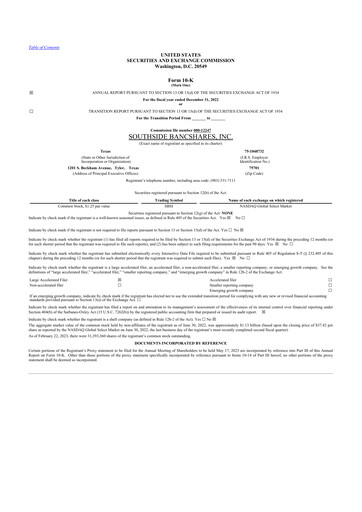 Thumbnail Southside Bancshares 10-K Annual Report 2022