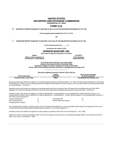 Thumbnail Horizon Bancorp 10-Q Quarterly Report FY2024 