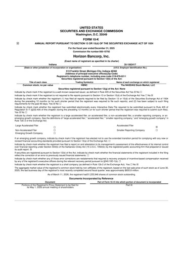 Thumbnail Horizon Bancorp 10-K Annual Report 2025