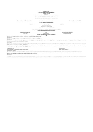 Thumbnail Union Bankshares 10-K Annual Report 2019