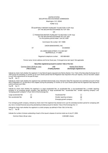 Thumbnail Union Bankshares 10-Q Quarterly Report FY2026 